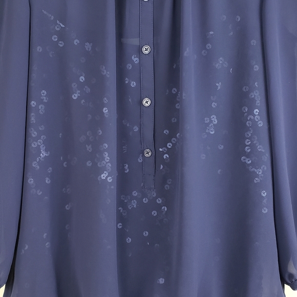 Ann Taylor Loft Navy Blouse with Sequin Cami - Picture 2 of 7
